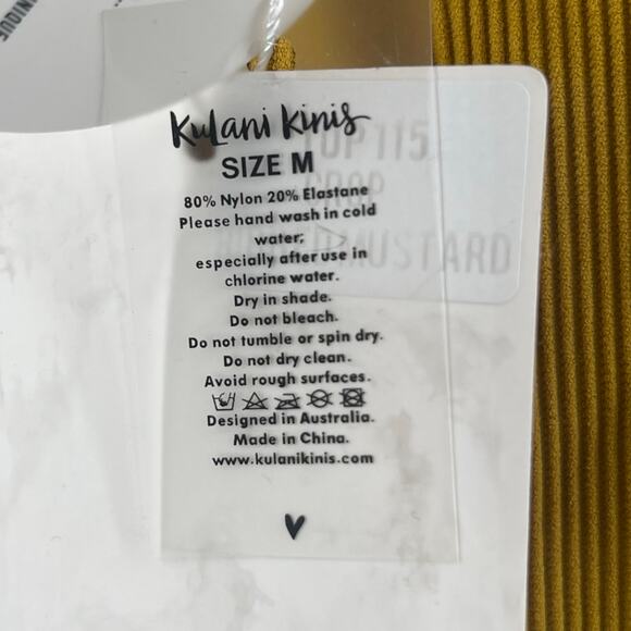 KULANI KINIS Bikini Top Medium NWT Crop Ribbed Mustard Swim Beach Rib Resort - Picture 7 of 10